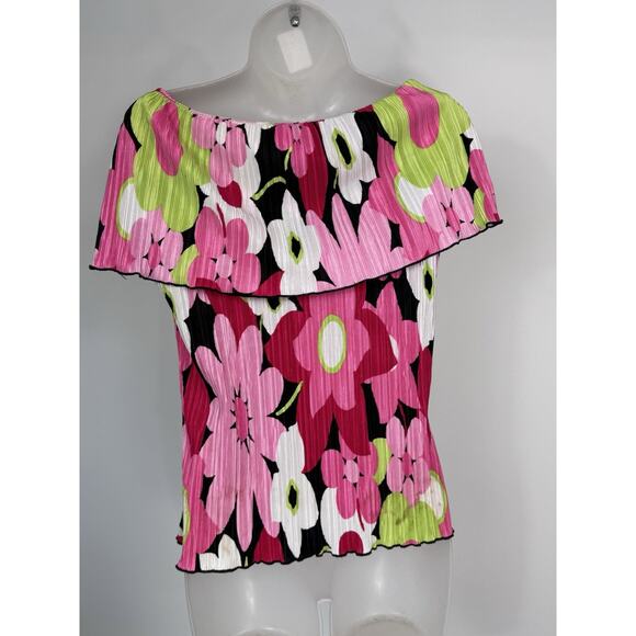CDW Creative Design Works Inc. Top Blouse Pink Tones Flowers Womens Size Large - Picture 4 of 10